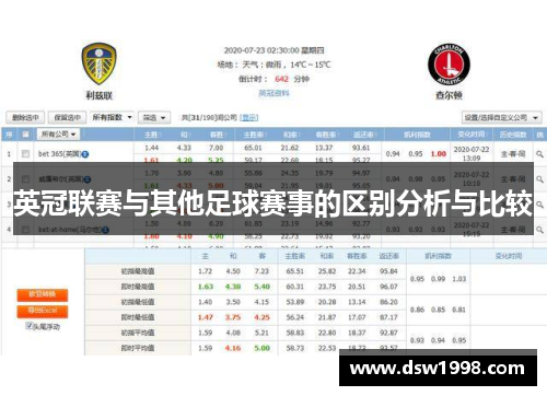 英冠联赛与其他足球赛事的区别分析与比较