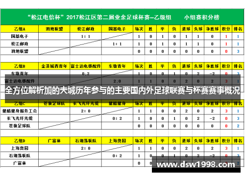 全方位解析加的夫城历年参与的主要国内外足球联赛与杯赛赛事概况